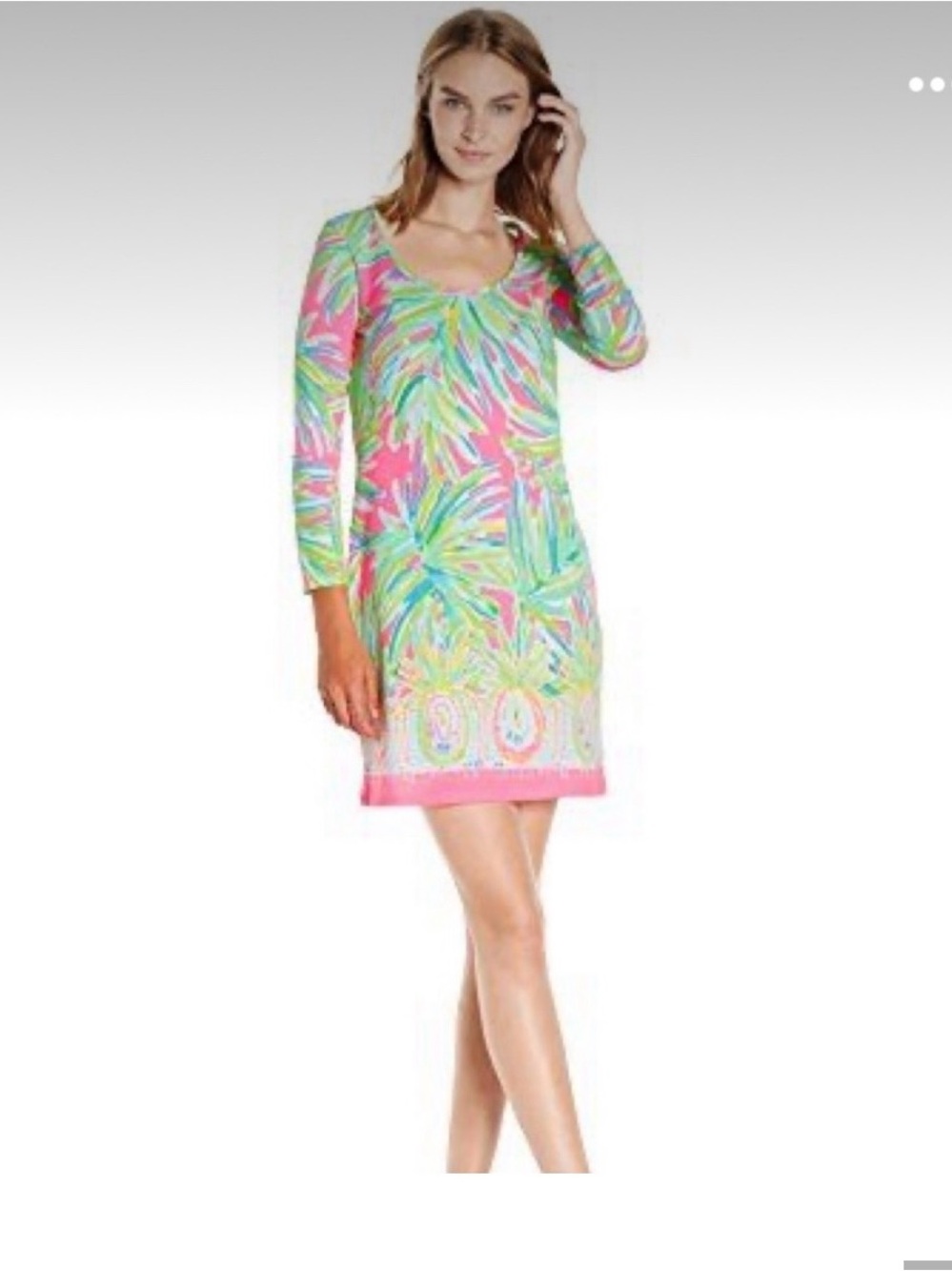 Lilly Pulitzer Neon Pink & Lime Palm Print Shift Dress